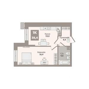 1-к квартира, вторичка, 38м2, 1/9 этаж