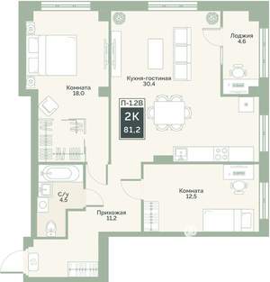 2-к квартира, вторичка, 81м2, 13/17 этаж