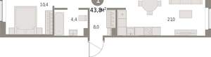 1-к квартира, вторичка, 44м2, 2/15 этаж