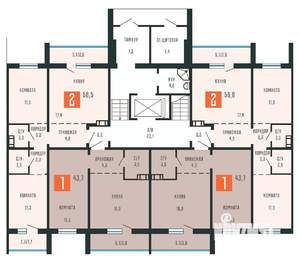2-к квартира, сданный дом, 59м2, 1/10 этаж