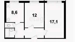 2-к квартира, вторичка, 50м2, 3/9 этаж