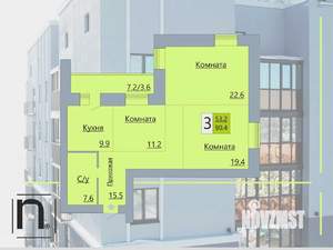 3-к квартира, строящийся дом, 90м2, 7/17 этаж