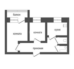 2-к квартира, вторичка, 50м2, 9/9 этаж