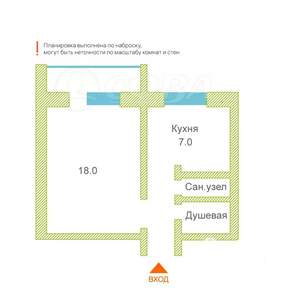 1-к квартира, вторичка, 33м2, 3/9 этаж
