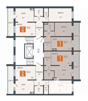 2-к квартира, вторичка, 52м2, 7/10 этаж