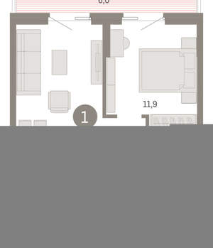 1-к квартира, вторичка, 49м2, 7/15 этаж