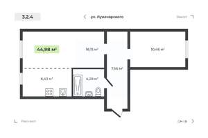 2-к квартира, вторичка, 45м2, 4/4 этаж