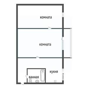 2-к квартира, вторичка, 45м2, 2/5 этаж