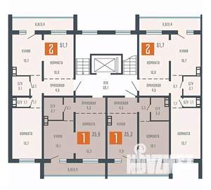 2-к квартира, вторичка, 52м2, 7/10 этаж