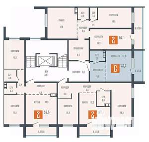 2-к квартира, вторичка, 60м2, 10/10 этаж