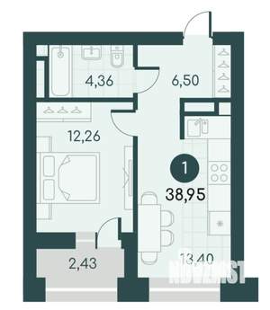1-к квартира, вторичка, 39м2, 10/12 этаж