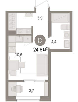 Студия квартира, вторичка, 25м2, 8/15 этаж