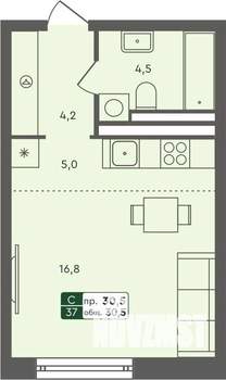Студия квартира, строящийся дом, 31м2, 2/7 этаж