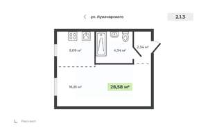 1-к квартира, вторичка, 29м2, 4/4 этаж