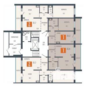 2-к квартира, вторичка, 52м2, 1/10 этаж