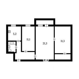 3-к квартира, вторичка, 59м2, 2/5 этаж
