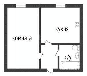 1-к квартира, вторичка, 30м2, 3/5 этаж