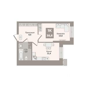 1-к квартира, вторичка, 39м2, 2/9 этаж