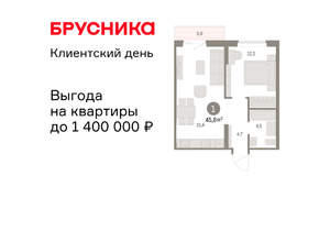 1-к квартира, вторичка, 46м2, 13/15 этаж