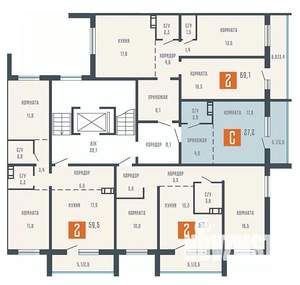 2-к квартира, вторичка, 59м2, 9/10 этаж