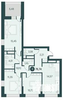 3-к квартира, вторичка, 79м2, 7/12 этаж