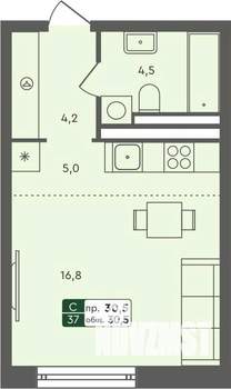 Студия квартира, строящийся дом, 31м2, 5/7 этаж