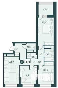 3-к квартира, вторичка, 79м2, 2/12 этаж
