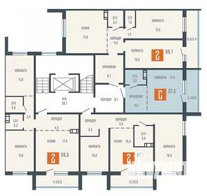 2-к квартира, вторичка, 59м2, 8/10 этаж