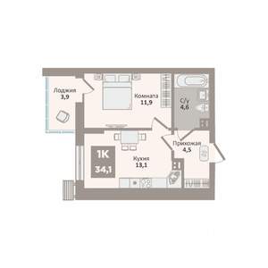1-к квартира, вторичка, 34м2, 9/9 этаж