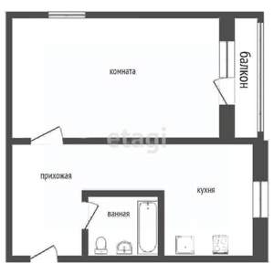 1-к квартира, вторичка, 29м2, 5/5 этаж