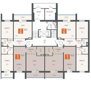 2-к квартира, вторичка, 59м2, 1/10 этаж