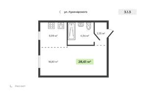 1-к квартира, вторичка, 29м2, 3/4 этаж