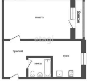1-к квартира, вторичка, 29м2, 5/5 этаж