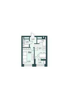 1-к квартира, вторичка, 37м2, 3/12 этаж