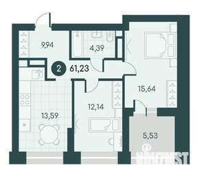 2-к квартира, вторичка, 61м2, 11/12 этаж