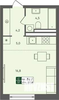 Студия квартира, строящийся дом, 31м2, 4/7 этаж