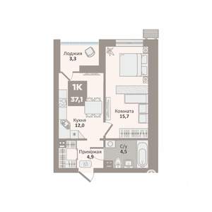 1-к квартира, вторичка, 37м2, 5/9 этаж