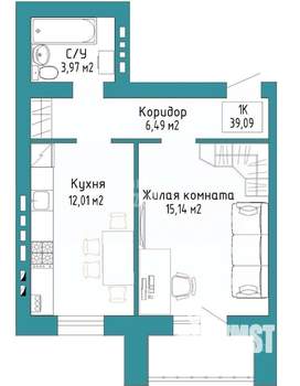 1-к квартира, вторичка, 39м2, 2/4 этаж