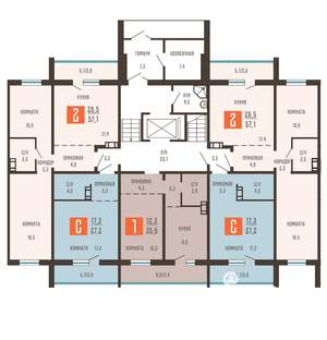 2-к квартира, сданный дом, 57м2, 1/10 этаж