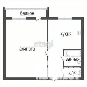 1-к квартира, вторичка, 31м2, 3/5 этаж