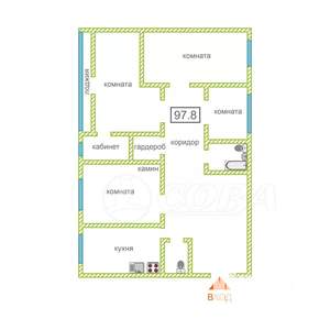 4-к квартира, вторичка, 98м2, 2/3 этаж