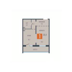 1-к квартира, вторичка, 36м2, 1/10 этаж