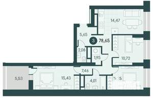 3-к квартира, вторичка, 79м2, 6/12 этаж