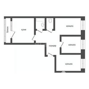 3-к квартира, вторичка, 65м2, 9/10 этаж