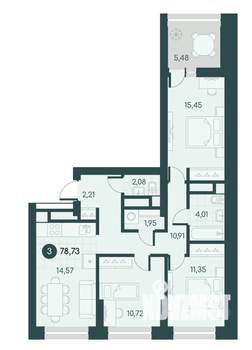 3-к квартира, вторичка, 79м2, 2/12 этаж