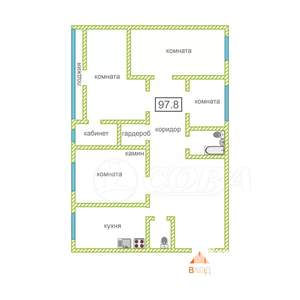 4-к квартира, вторичка, 98м2, 2/3 этаж
