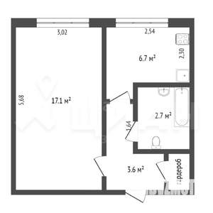 1-к квартира, вторичка, 31м2, 5/5 этаж
