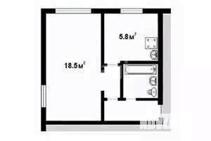 1-к квартира, вторичка, 30м2, 1/5 этаж
