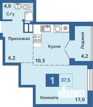 1-к квартира, сданный дом, 38м2, 15/15 этаж