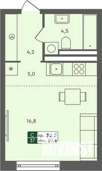 Студия квартира, строящийся дом, 31м2, 2/7 этаж